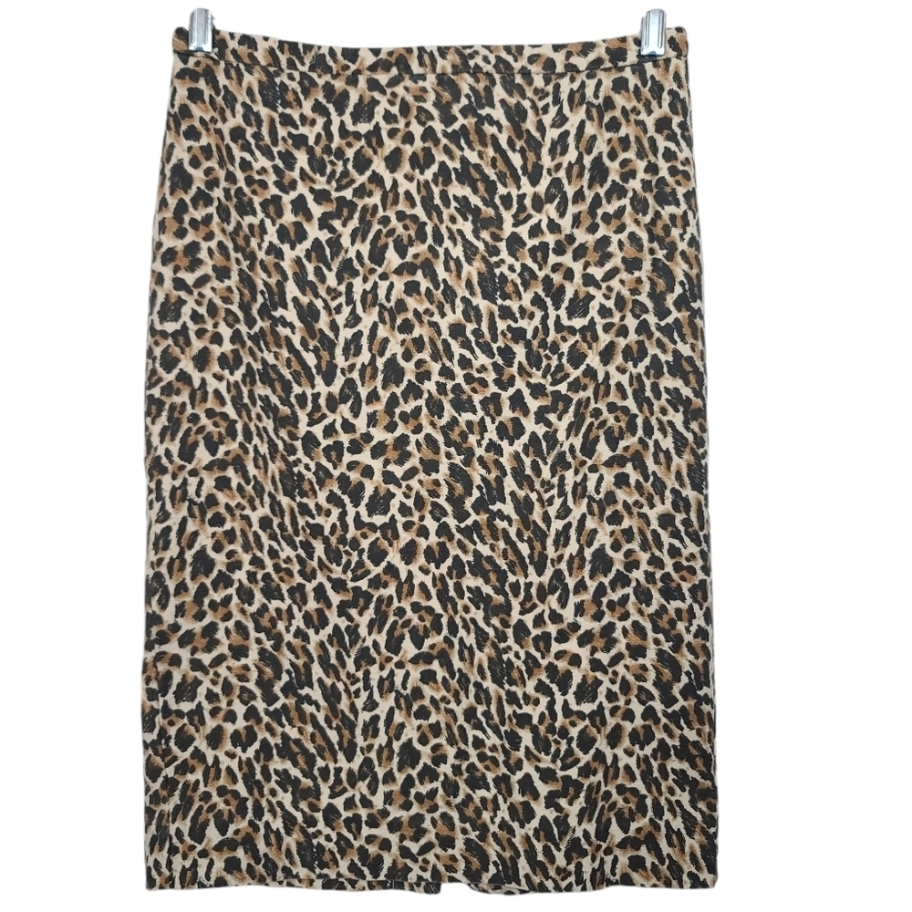 J. Crew Animal Print Pencil Back Zip Skirt 4